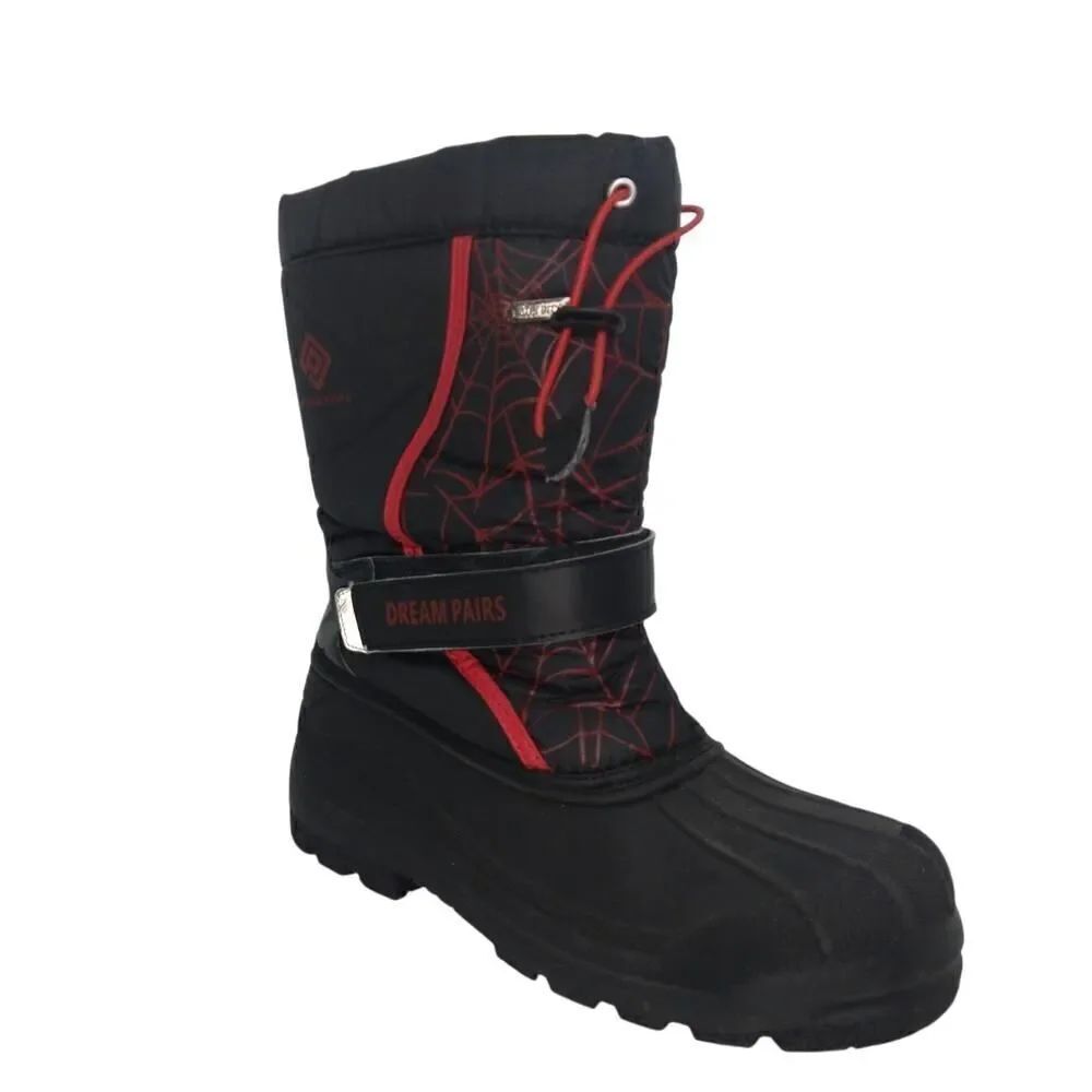Dream Pair Womens Pre-owned Blk. & Red Waterproof Thinsulated Winter Boots-sz. 6